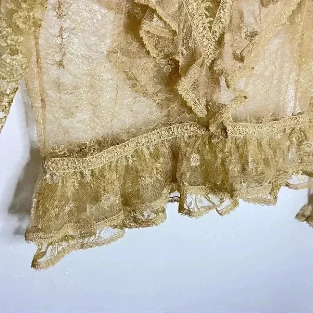 NWT Ulla Johnson Yves Metallic Gold Floral Lace Blouse - Picture 6 of 12